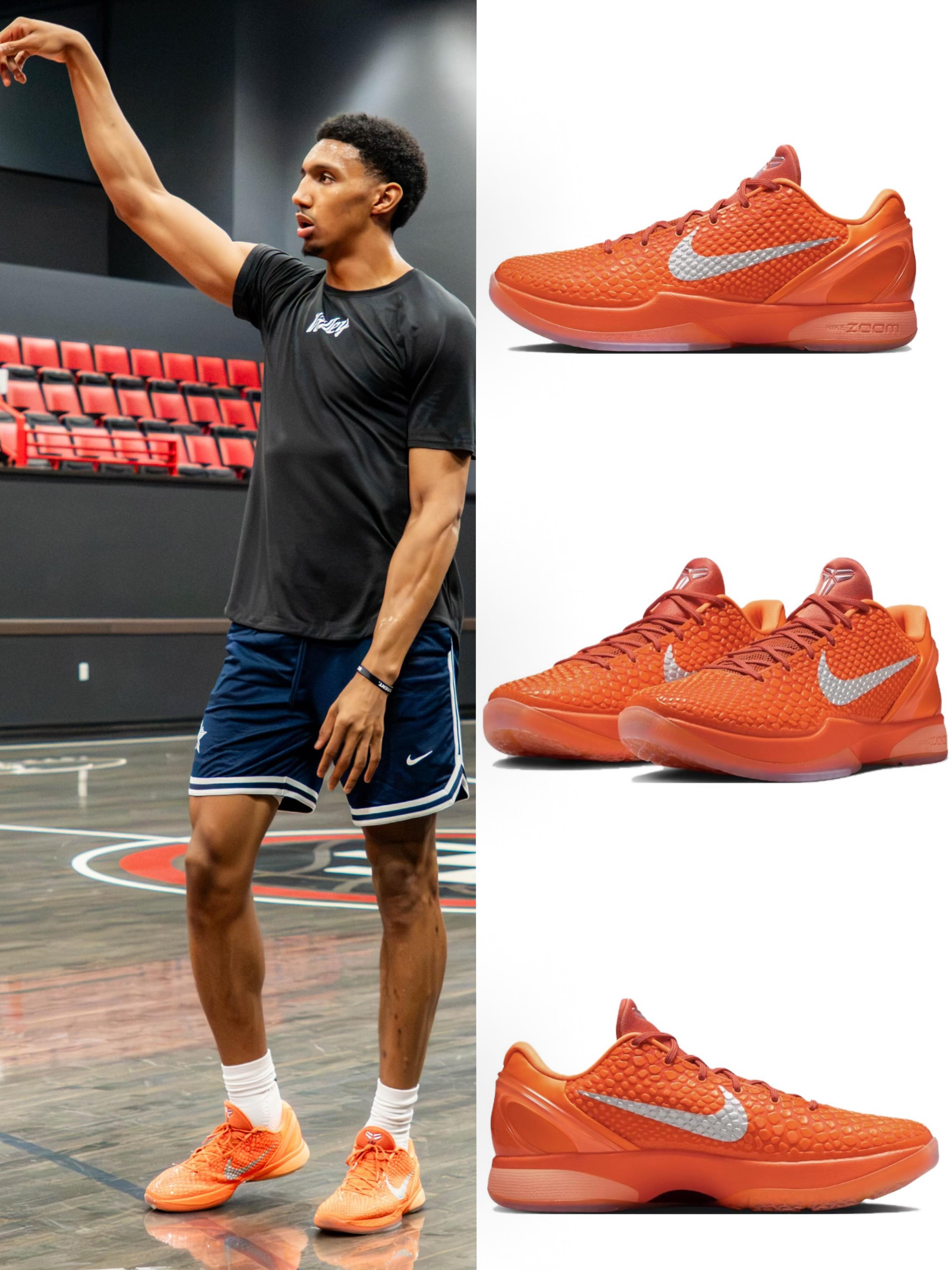 邓恩训练上脚kobe 6“暴力橙”配色!颜值性能双在线!